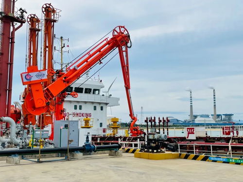 全球首台套智能船用装卸臂在八所港第二装卸区完成首船作业